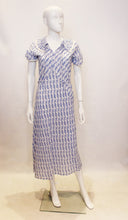 Load image into Gallery viewer, A vintage 1920s blue and white printed summer day dress