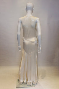 A Vintage 1930s Ivory Net and Satin Slip Dress