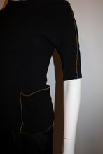 Load image into Gallery viewer, Vintage Black Crepe Top with Gold Bead Detail