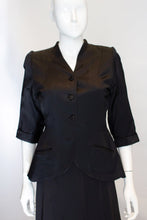 Load image into Gallery viewer, A Vintage 1940s Black Satin short sleeved Jacket