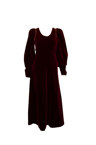 Vintage Quad Velvet Gown with Statement  Sleaves