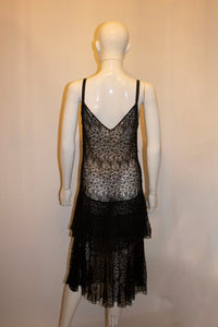 Vintage Black Lace Evening Dress