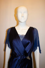 Load image into Gallery viewer, Vintage Blue Satin Marshall and Snelgrove Blue Satin Evening Dress