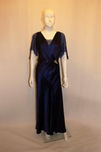 Load image into Gallery viewer, Vintage Blue Satin Marshall and Snelgrove Blue Satin Evening Dress