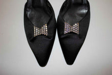Load image into Gallery viewer, Vintage Gina Black Satin Mules