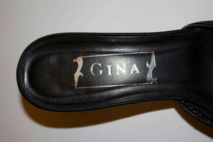 Vintage Gina Black Satin Mules