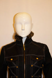 Cavalli Denim Jacket with faux fur trim