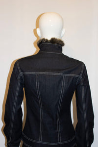 Cavalli Denim Jacket with faux fur trim