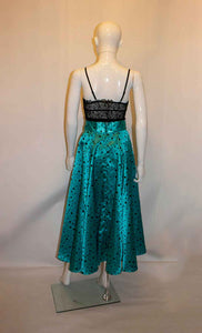 Vintage Turquoise and Black Spot Skirt