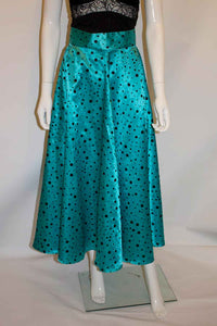 Vintage Turquoise and Black Spot Skirt