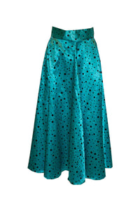 Vintage Turquoise and Black Spot Skirt