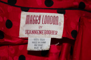 Vintage Maggy London  Red Silk Blouse