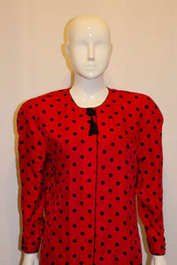Vintage Maggy London  Red Silk Blouse