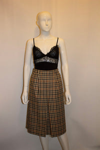 Vintage Daks 1970s Check Wool Skirt