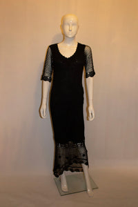 Vintage 1970s Black Crochet Dress