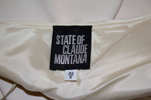 Vintage Claude Montana One Shoulder Crepe Gown