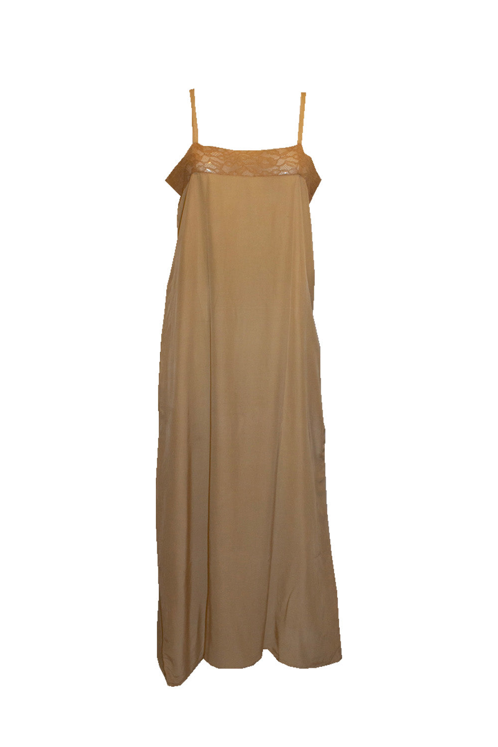 Vintage Pale Coffee Colour Silk Slip with Lace Detail.