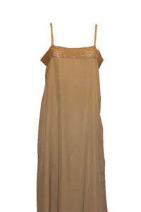 Vintage Pale Coffee Colour Silk Slip with Lace Detail.