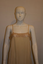 Load image into Gallery viewer, Vintage Pale Coffee Colour Silk Slip with Lace Detail.