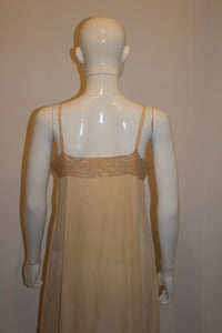 Vintage Pale Coffee Colour Silk Slip with Lace Detail.