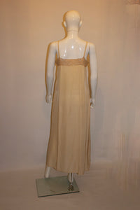 Vintage Pale Coffee Colour Silk Slip with Lace Detail.