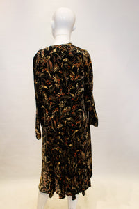 A Vintage 1920s autumnal Printed Velvet Dress