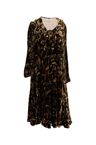 A Vintage 1920s autumnal Printed Velvet Dress