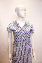 Load image into Gallery viewer, A vintage 1920s blue and white printed summer day dress