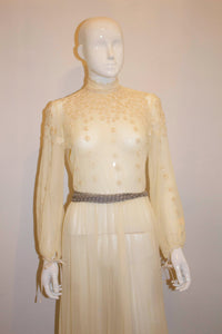 Vintage Couture Ivory Silk Gown with Wonderful Embroidery