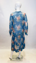 Load image into Gallery viewer, A Vintage 1920s Blue Floral Cotton Dress