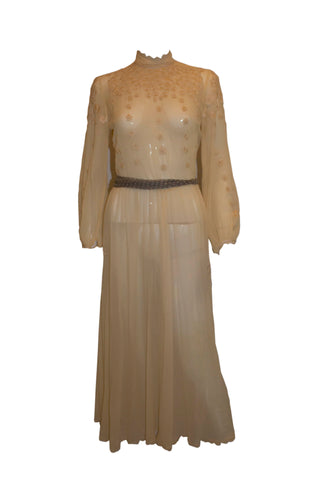 Vintage Couture Ivory Silk Gown with Wonderful Embroidery