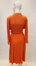 Load image into Gallery viewer, A vintage 1920s / 1930s orange crepe day dress