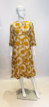 Load image into Gallery viewer, A Vintage 1960s Mustard , Grey and Ivory Print dress by Jollys of Bath and Bristol