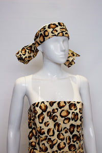 A Vintage 1960s Polly Peck Animal Print Dress and Matching Scarf