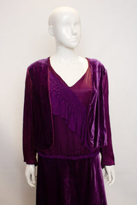 A Vintage 1920s purple evening Dress with Faux Bolero