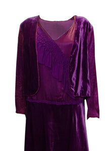 A Vintage 1920s purple evening Dress with Faux Bolero