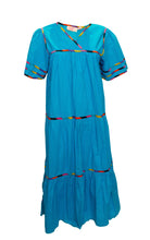 Load image into Gallery viewer, A Vintage 1970s bright blue Sita Cotton Boho Dress