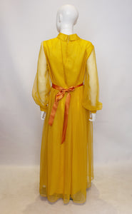 A Vintage 1960s Cresta Mustard Colour Gown