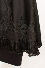 Load image into Gallery viewer, A Vintage edwardian Black Felt Cape with Embroidery Detail.