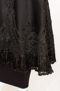 A Vintage edwardian Black Felt Cape with Embroidery Detail.