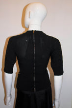 Load image into Gallery viewer, Vintage Black Crepe Top with Gold Bead Detail