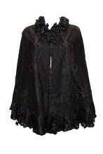 Load image into Gallery viewer, A Vintage edwardian Black Felt Cape with Embroidery Detail.