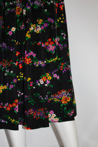 Vintage Yves Saint Laurent Rive Gauche Floral Pleated Skirt