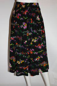 Vintage Yves Saint Laurent Rive Gauche Floral Pleated Skirt
