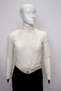 A Vintage edwardian white Ribbon Work Top blouse
