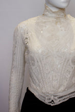 Load image into Gallery viewer, A Vintage edwardian white Ribbon Work Top blouse