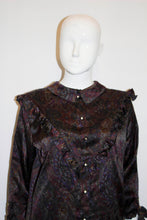 Load image into Gallery viewer, Vintage Paisley Print Silk Shirt with Interesting Collar and Frill