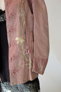 A Vintage 1970s Lilac Silk Jacket with Embroidery