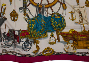 Vintage Hermes Silk Scarf, Musee by Le Doux