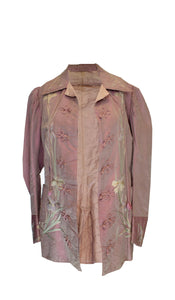 A Vintage 1970s Lilac Silk Jacket with Embroidery